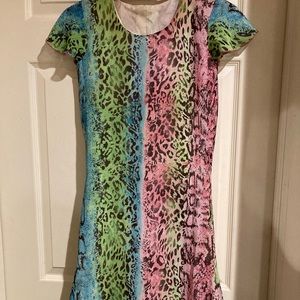 Girls Rainbow Animal Print Dress